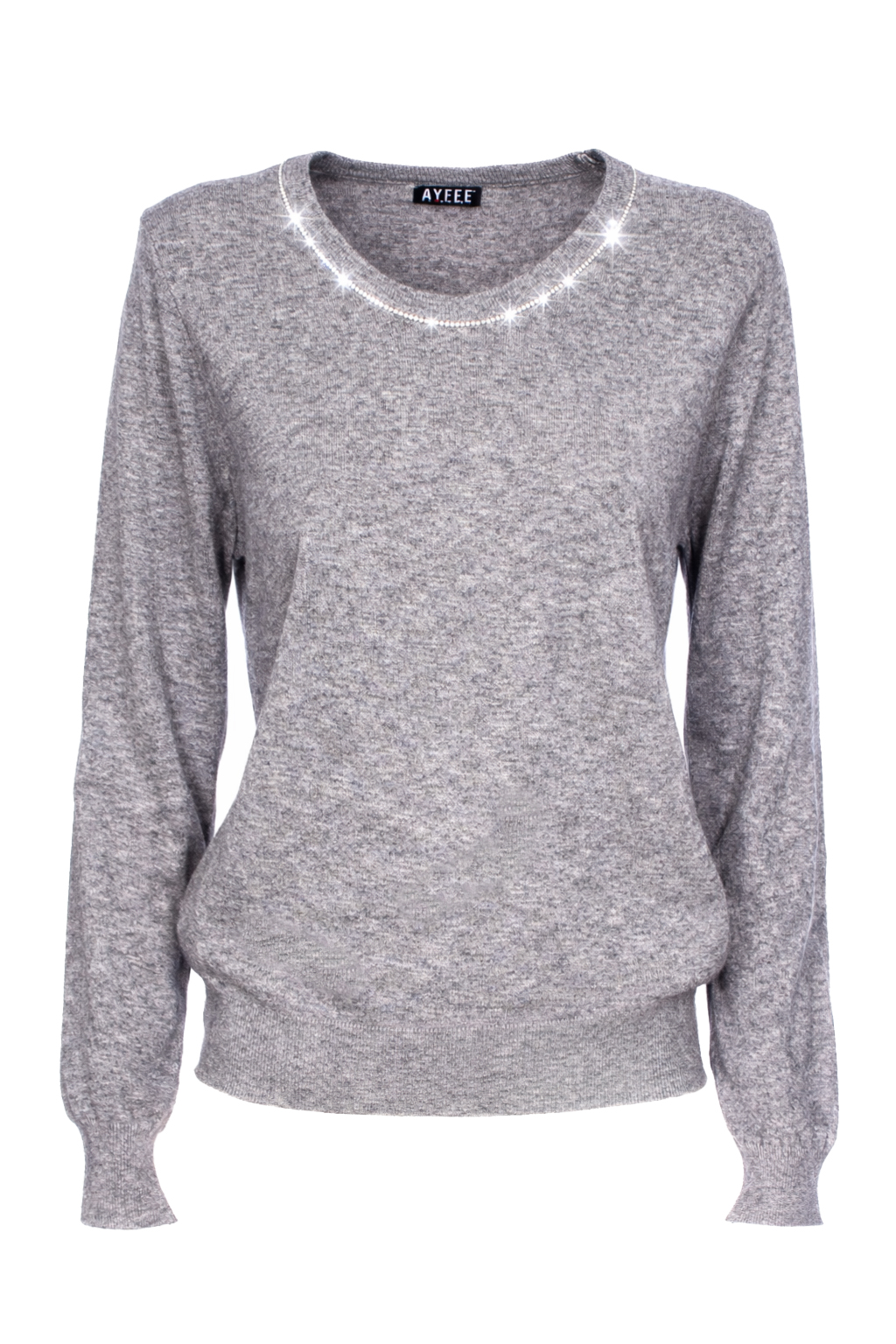 MAGLIA STRASS COLLO, 3 TG, 30% AC 22%NY 20%VI 28%PL, MADE IN PRC   - GREY